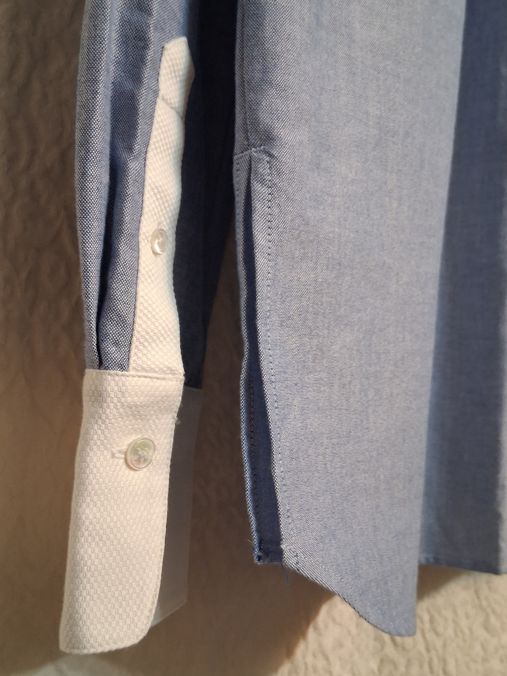 Veronica Beard Light Blue and White Bib Button Up Blouse - Picture 5 of 7